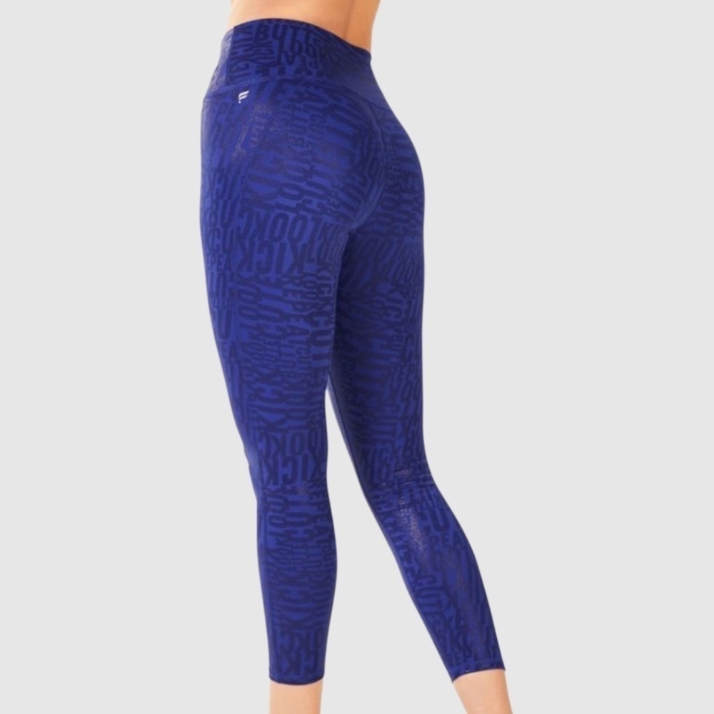 FABLETICS Define Power Hold 7/8 Leggings Graphic Print Cobalt Blue US Sz L